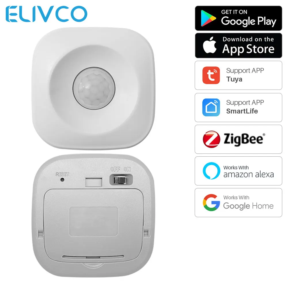 

Датчик движения Tuya ZigBee, беспроводной детектор движения с приложением, работает с Alexa Google Assistant