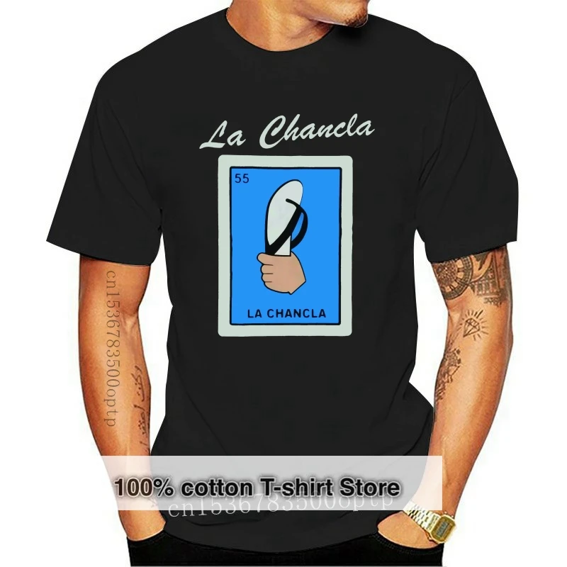 Mexican Loteria La Chancla Black T-Shirt Funny Casual Print Fashion Tee Shirt