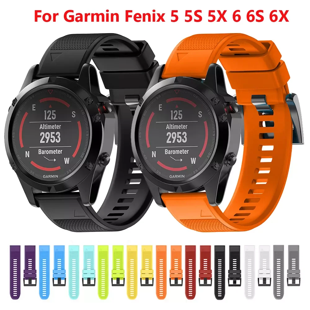 

26 22 20MM Silicone Watch Band Straps For Garmin Fenix 6X 6 6S Pro 7X 7 Easyfit Wristband Fenix 5 5X 5S Plus Smartwatch Bracelet