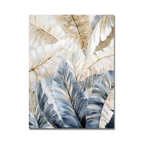 Абстрактный постер с золотыми пальмовыми листьями, искусство рисования на холсте, натюрморт, настенные картины для гостиной, интерьер, домашний декор