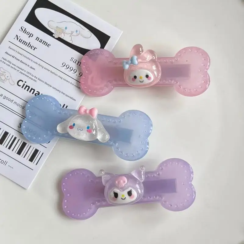 

2Pcs Kawaii Sanrio Hair Clips Kuromi Accessories Cute Cartoon Anime Side Clip Hair Accessories Girl's Heart Toys for Girl Gift