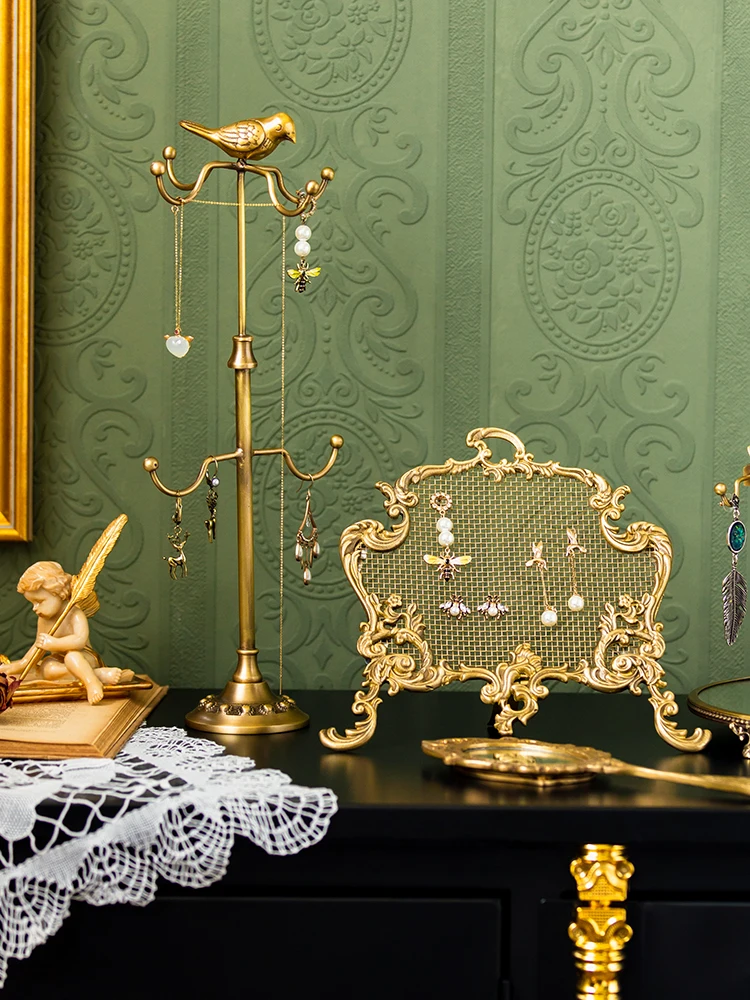 

Стойка для демонстрации ювелирных изделий в европейском стиле, стеллаж для сережек, ожерелий, роскошная стойка из латуни, креативная стойка для украшений