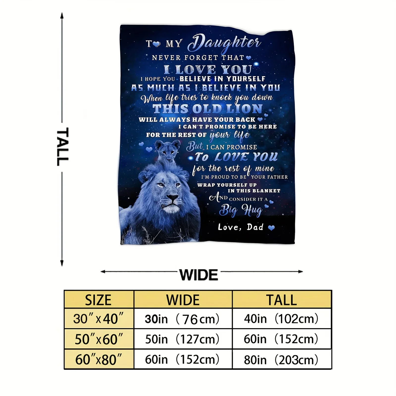1 Шт. Подарок Для Папы Одеяло С Принтом Льва Моей Дочери