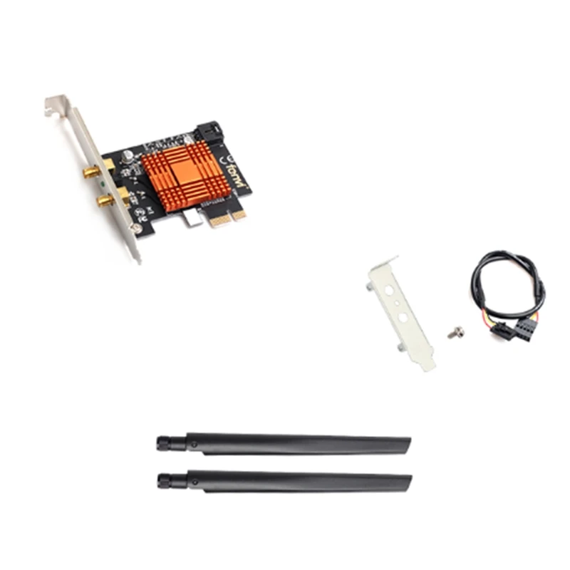 

1200Mbps Desktop PCIe Wireless WiFi Card Bluetooth-compatible 4.0 WLAN Network Card with 2 Antennas 2.4G 5G Dual Band
