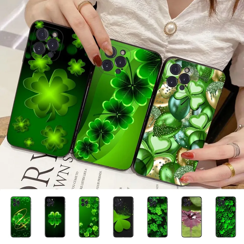 

Four Leaf Clover Lucky Green Plant Phone Case For iPhone 14 11 12 13 Mini Pro XS Max Cover 6 7 8 Plus X XR SE 2020 Funda Shell