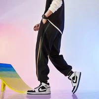 streetwear black mens harem joggers pants solid color casual sweatpants youth trousers drawstring sportswear ankle length pants