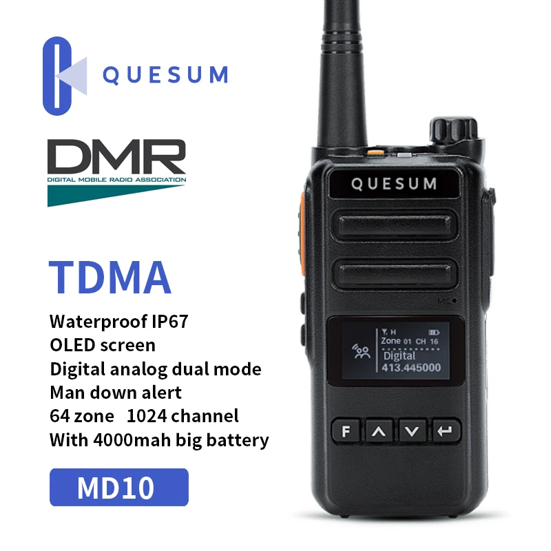 Long Range Digital Walkie Talkie Two Way Radio Rechargeable Transceiver Portable DMR MD10