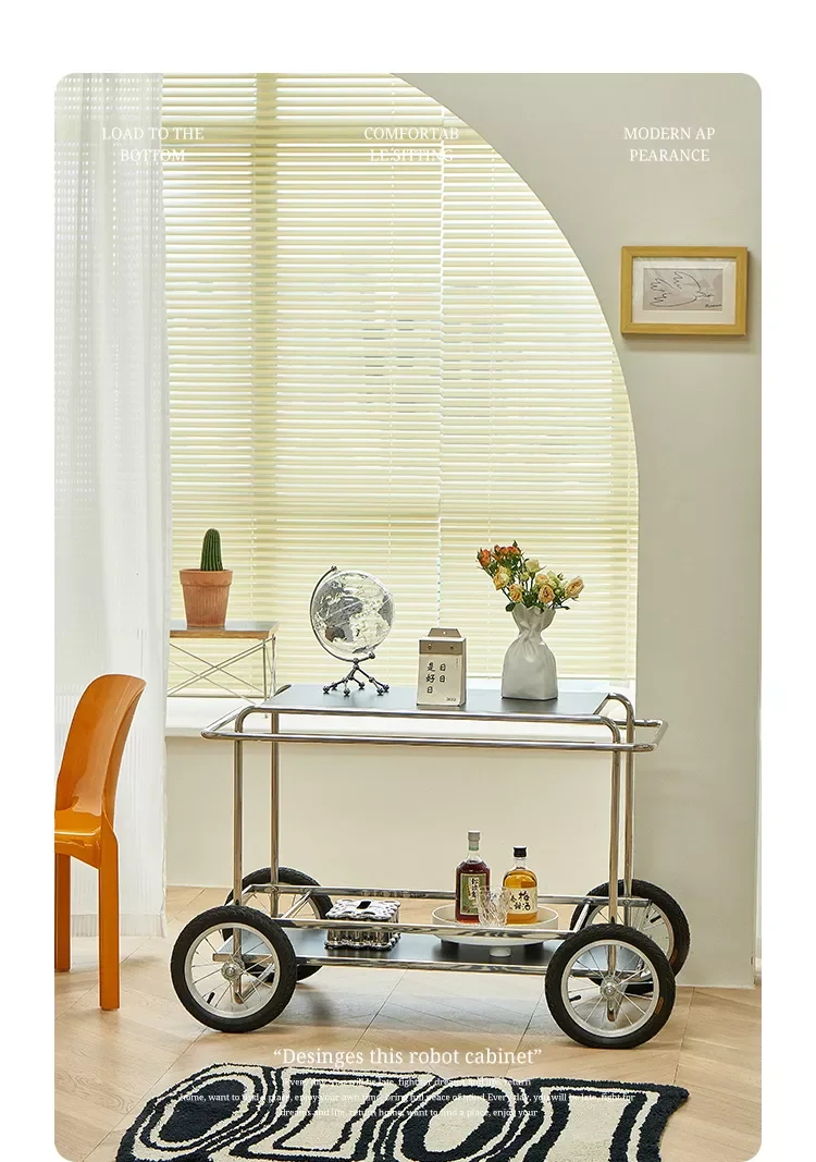 

Nordic Trolly Trolley Stainless Steel MDF Board M4RS Removable Console Coffee Tea Table Customized