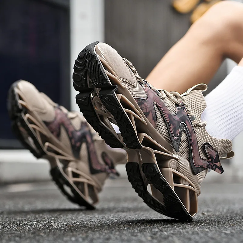 Мужские модные цветные кроссовки в китайском стиле со шнуровкой и лезвиями