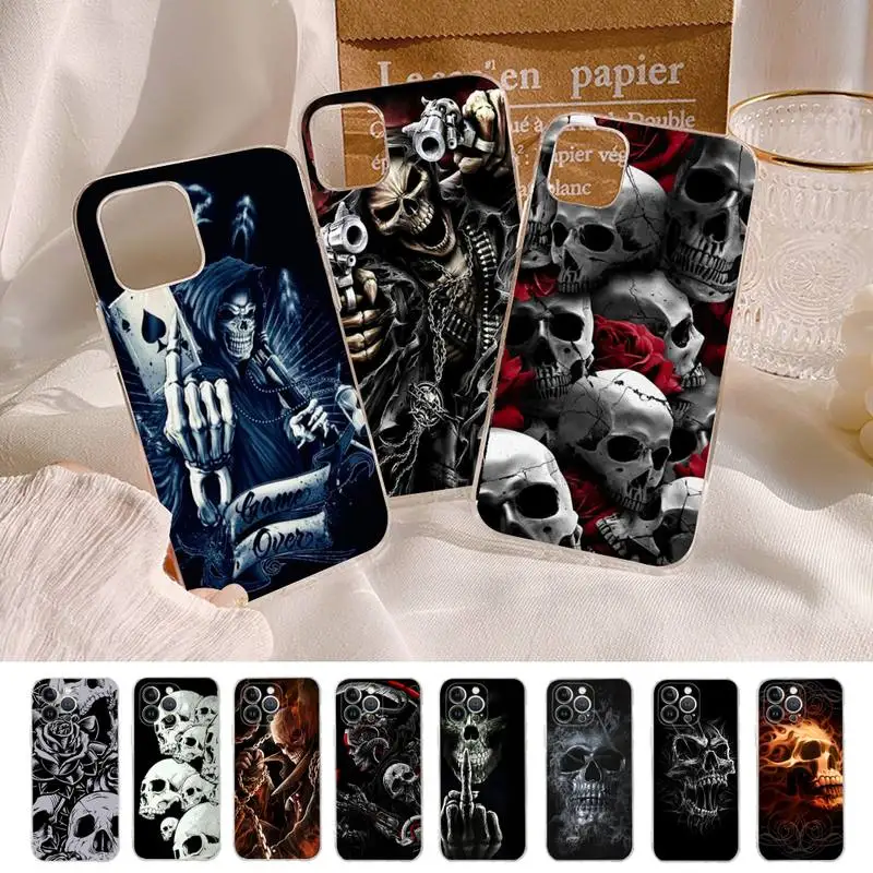 

Grim Reaper Skull Skeleton Phone Case Silicone Soft for iphone 14 13 12 11 Pro Mini XS MAX 8 7 6 Plus X XS XR Cover