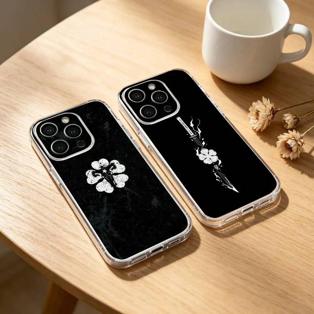 Фото Горячая новинка: Прозрачный чехол для iPhone 17, 16, 15, 14, 13, 12, 11 Mini, Pro, Max, Plus с дизайном Black Clover (аниме) №1