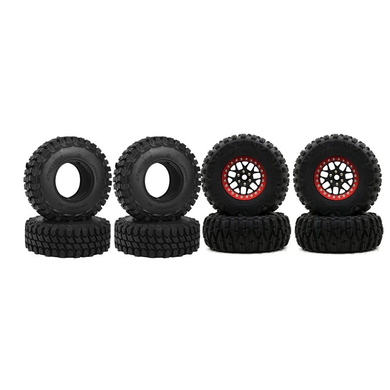 

4PCS 110MM 1.9 Rubber Wheel Tire With 4Pcs 2.2 Beadlock Wheel Rim Tires Set For 1/10 RC Crawler Car Axial SCX10 RR10