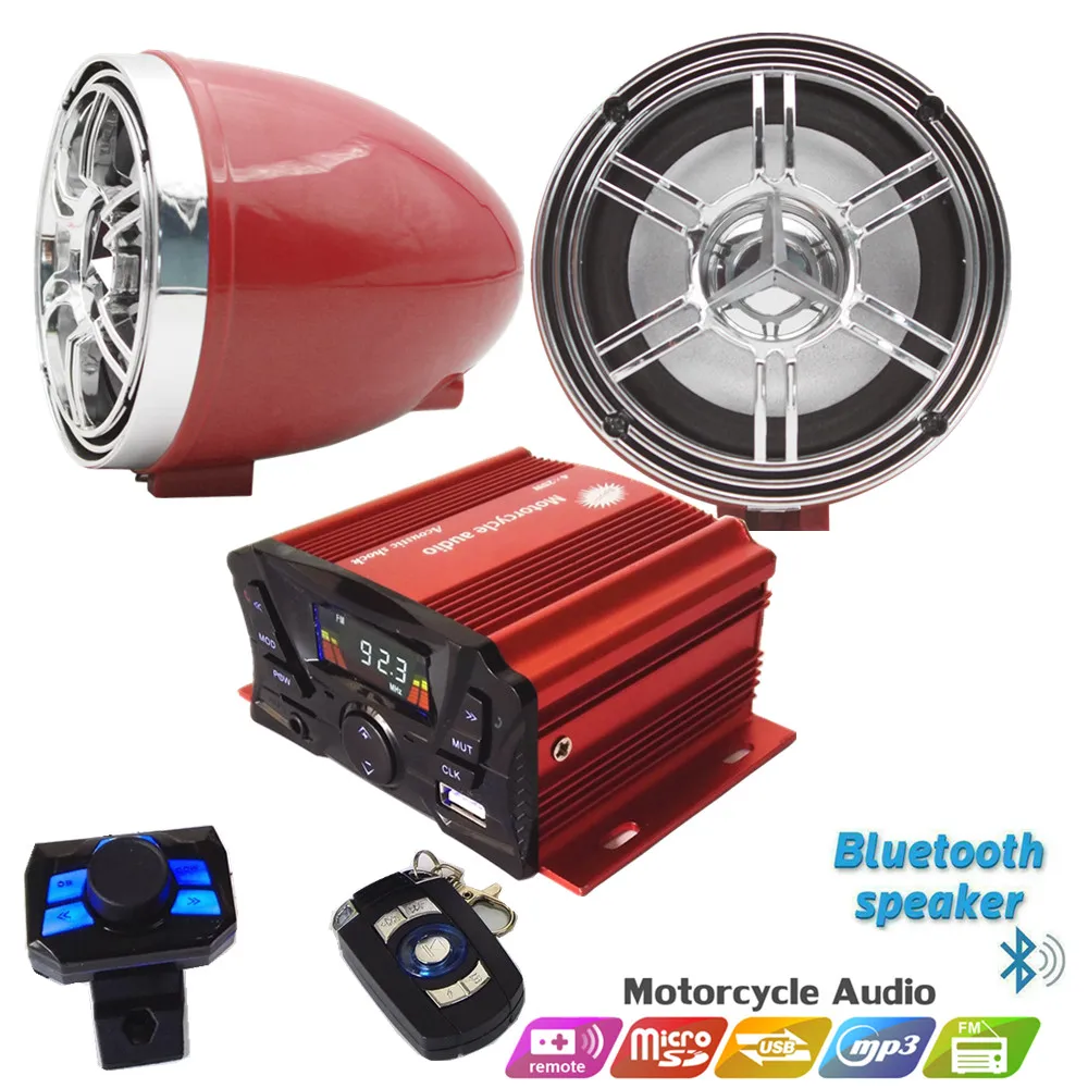 12V UTV ATV Golf Cart Motorcycle Weatherproof Bluetooth Speakers MP3 Music Player Sound Audio Stereo Amplifier System