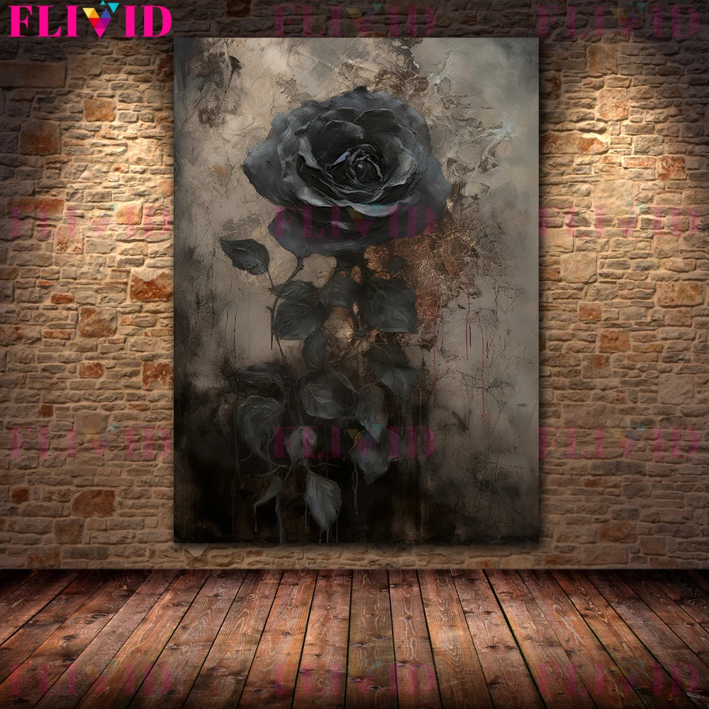 

Настенная живопись "Красные розы и черная роза"