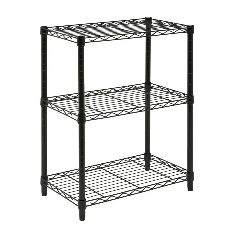 

3-Tier Heavy Duty Adjustable Shelving Unit With 250-Pound Shelf Capacity, Black,Shelves & Shelf Units Black,Steel