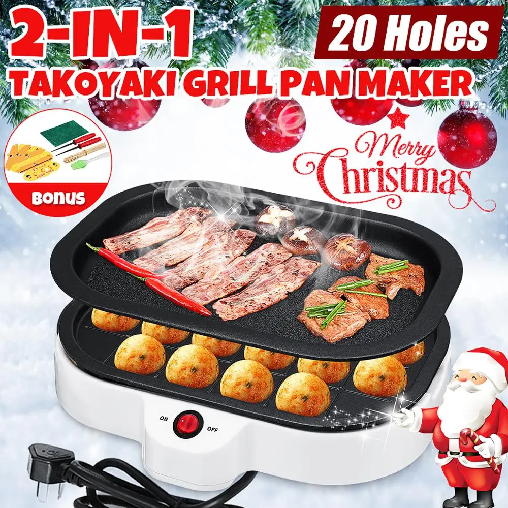 

Electric 20 Hole Octopus & Takoyaki Grill Pan DIY Meat Ball Maker Plate Kit