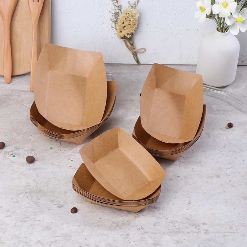 10 шт. одноразовые лодки из крафт-бумаги тарелки лоток для суши коробка
