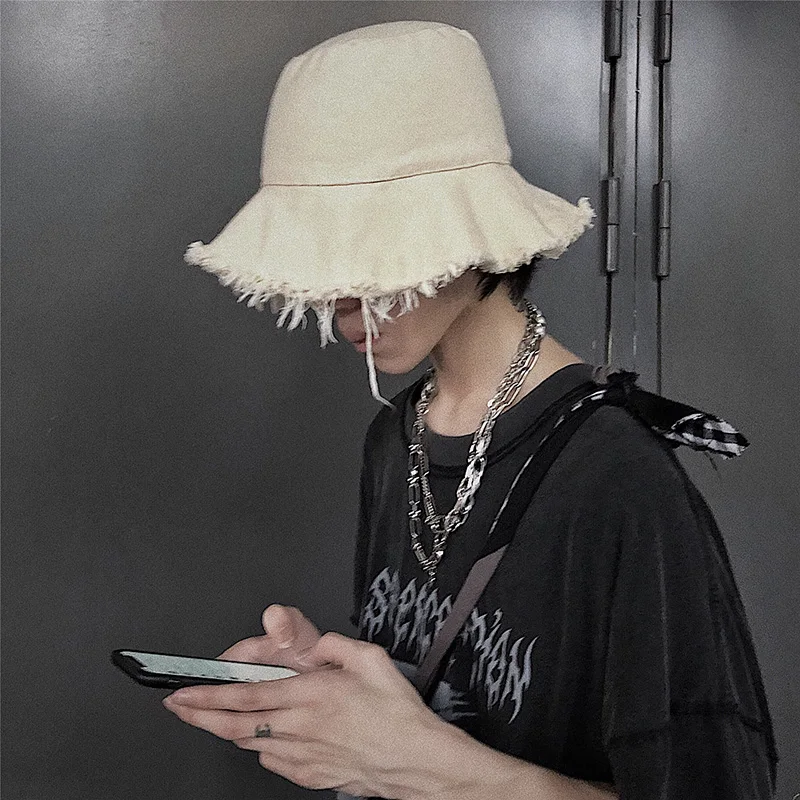 Шляпа рыбака унисекс с грубыми краями Ulzzang в стиле Харадзюку хлопковая кепка от