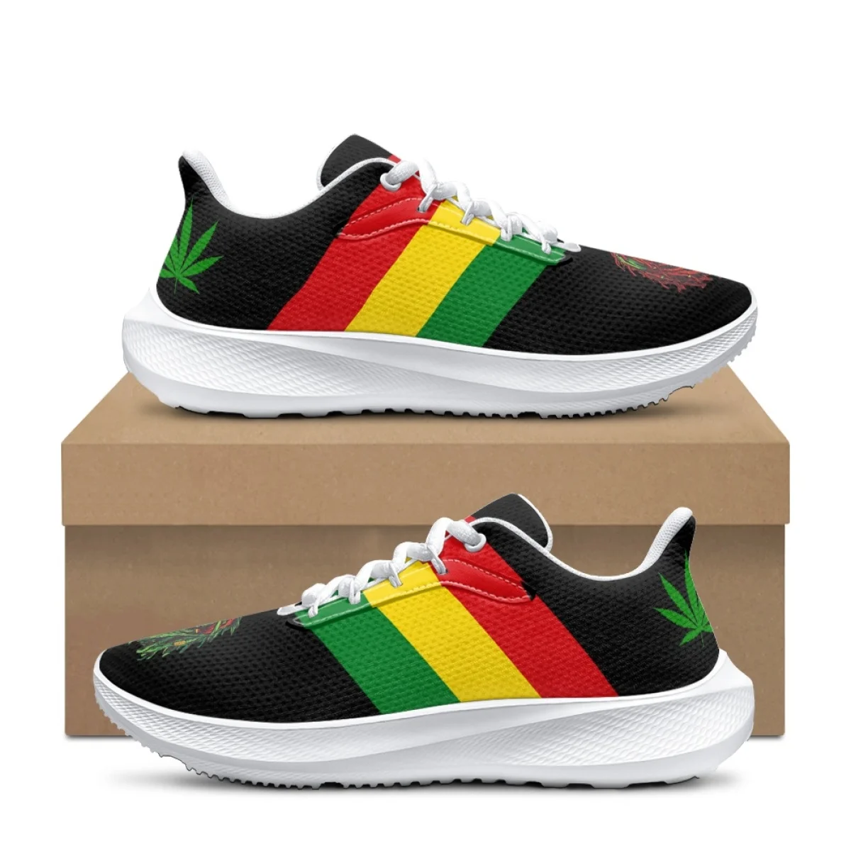 Jamaica Rastafari Flag Pattern Female Flat Shoes Comfortable Sneakers for Women Lace Up Footwear Flex Control Zapatillas Mujer