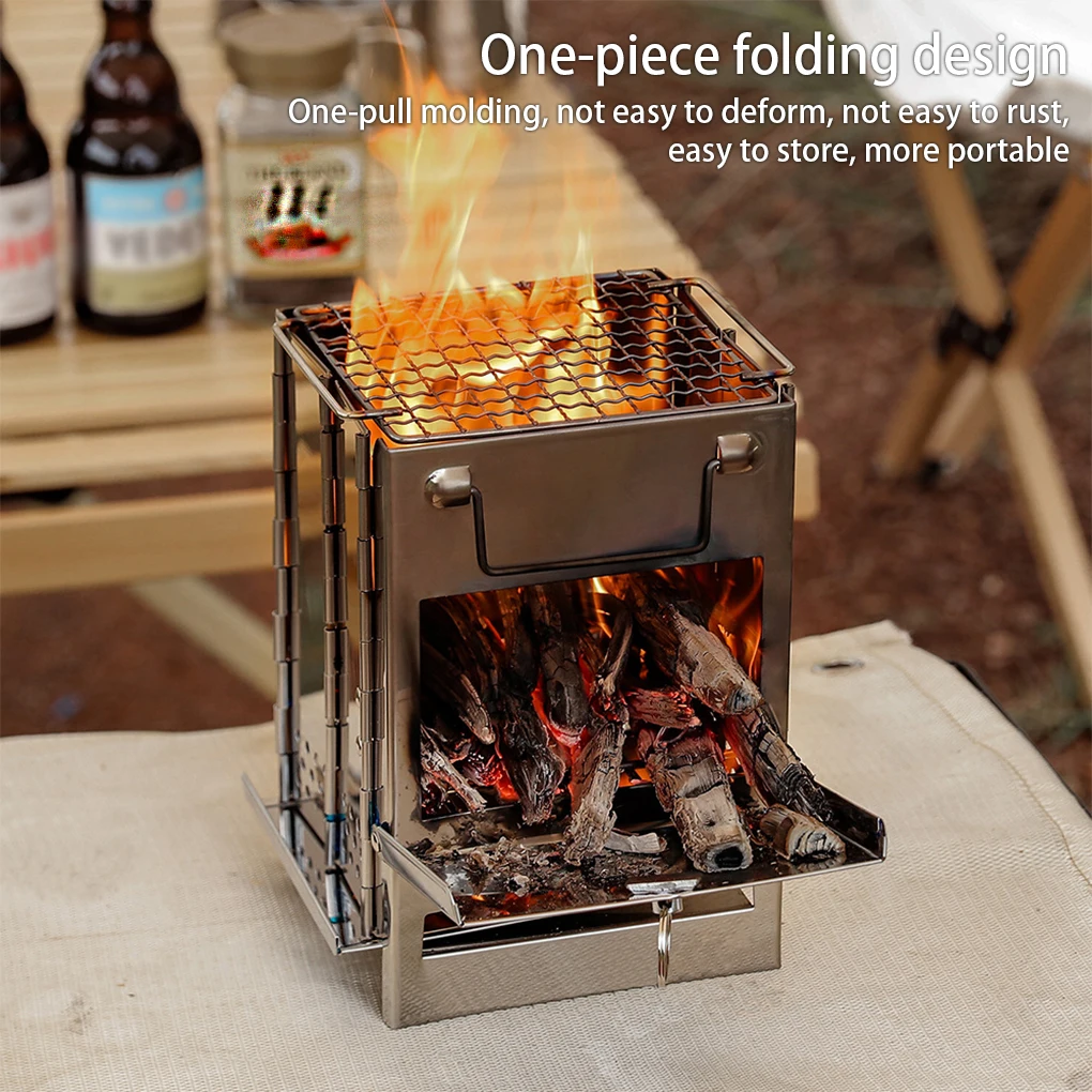 

Outdoor Camping Stove Barbecue Grilling Cooking Burner Stainless Steel Portable Detachable Cookware Fishing Climbing