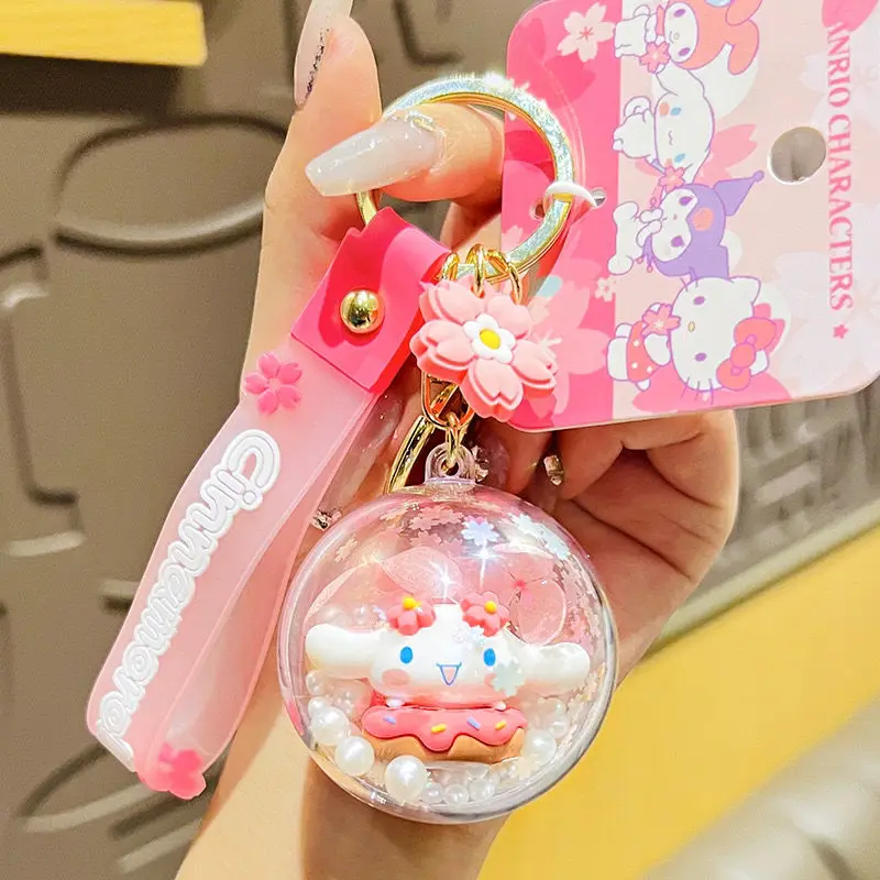 

Sanrio Cinnamoroll Cherry Blossom Collection Key Chain Cartoon Goodlooking Pink Schoolbag Pendant Super Cute Girls Ornaments
