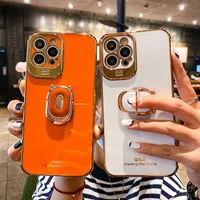 luxury electroplating phone case for iphone 13 12 pro max 11 pro xs xr x se 6 7 8 plus 12mini phone holder ring grip case