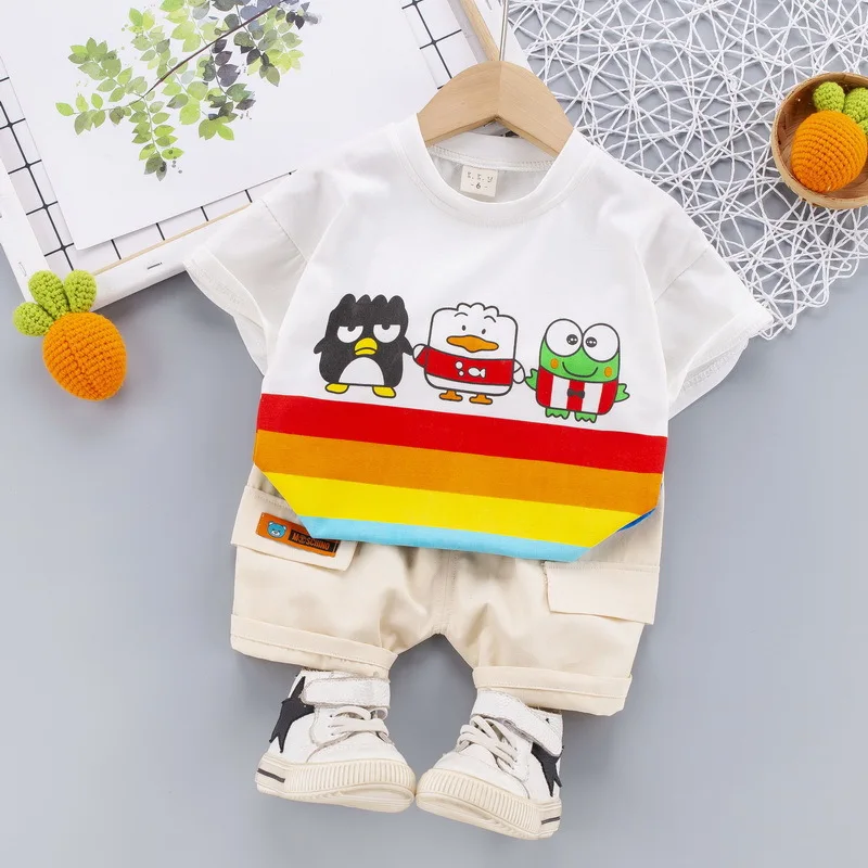 

Summer New Clothing for Boys Cartoon Print Children's Clothing T-Shirt + Shorts 2 Pcs Clothing Sets Casual Family Clothing Sets