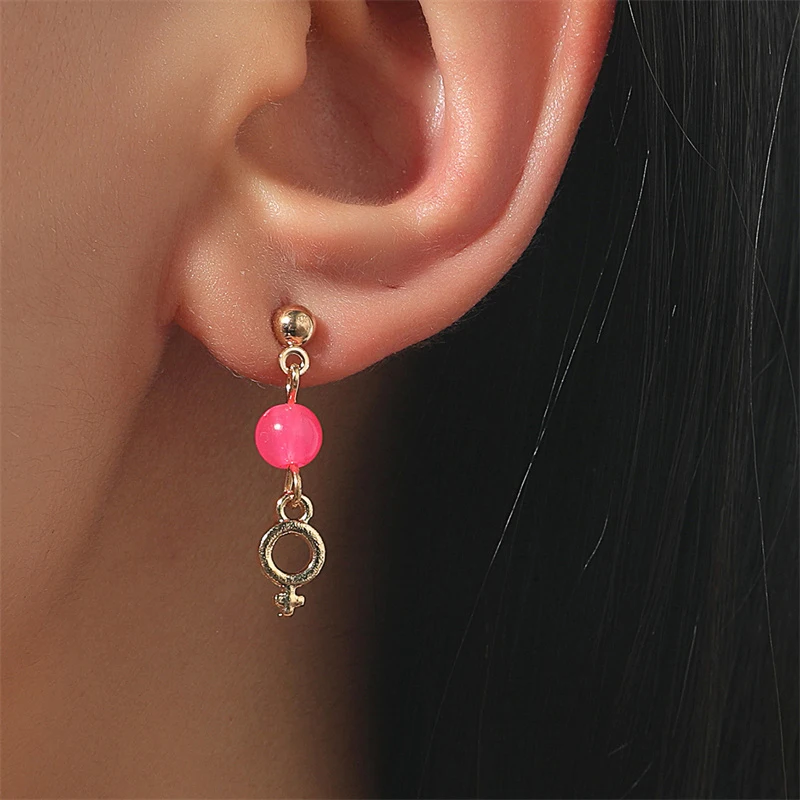

Korean Fashion Colorful Eardrop Irregular Round Bead Stud Drop Earrings for Women Girls Romantic Long Ear Rings Jewelry