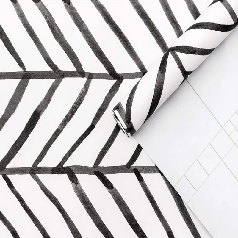 

Ink Stripe Black And White Wallpaper Original PVC Self-adhesive Wallpaper Study Wallboard Art Sticker Decorative Primary Color