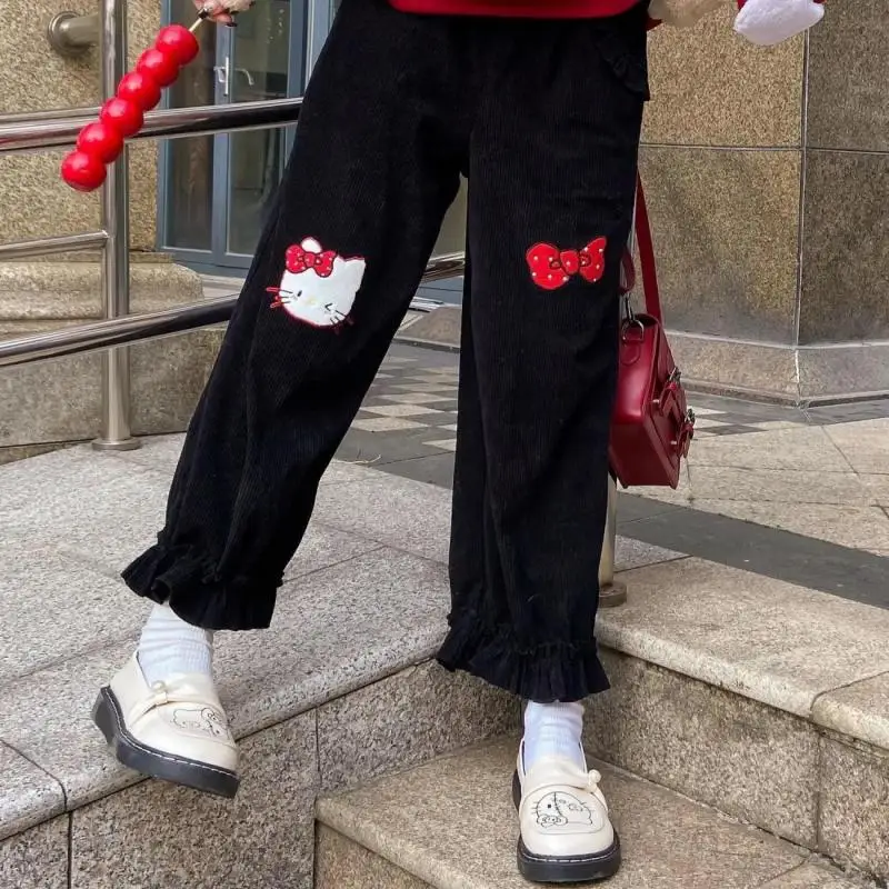 

Брюки женские вельветовые с широкими штанинами и высокой талией, на весну и осень