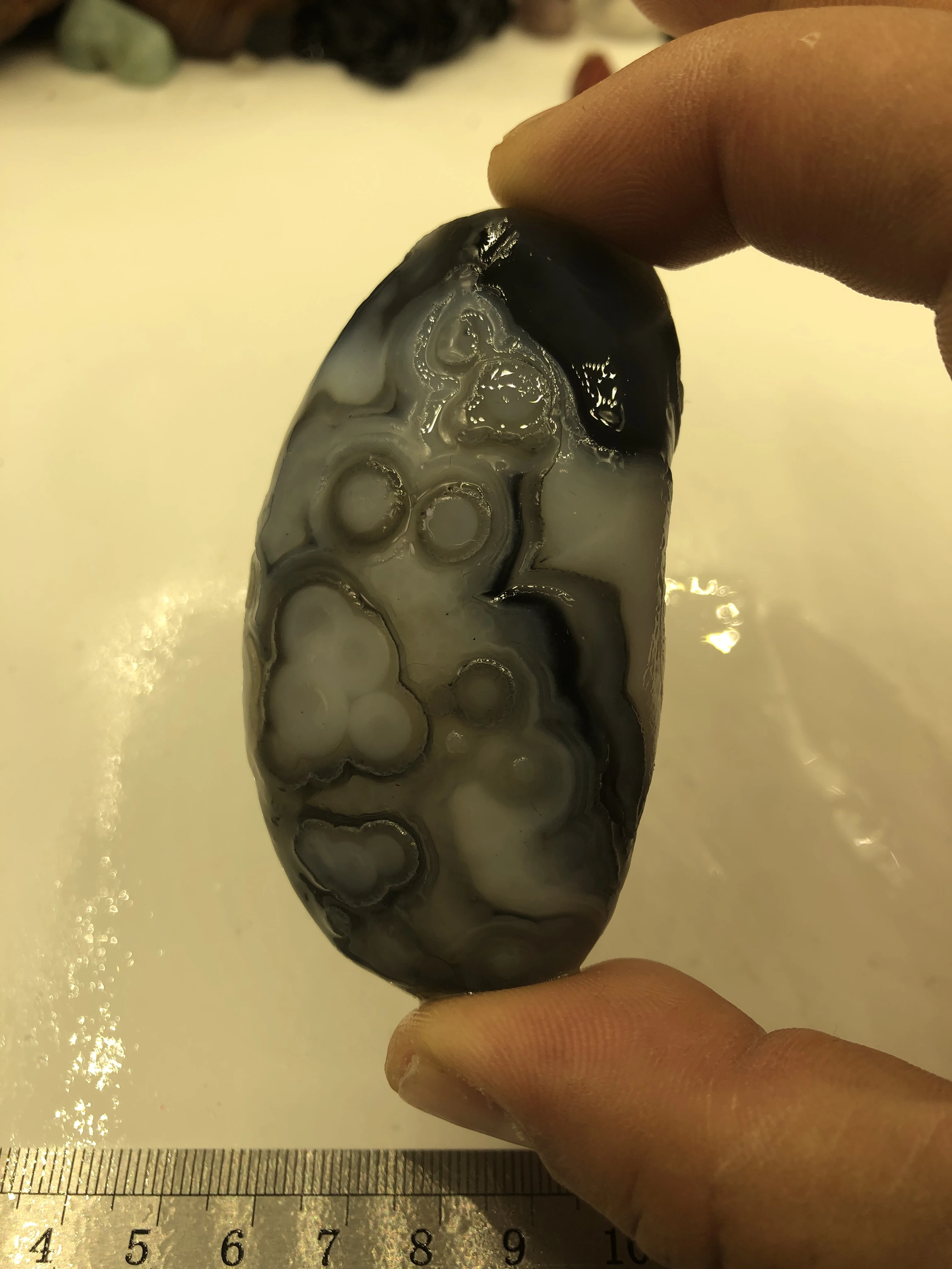 Natural Crystal Primitive Stone Outer Mongolia Four Eyes Agate Flower Eye Agate By Mineral Immersion Into The Color Of Blue Rare