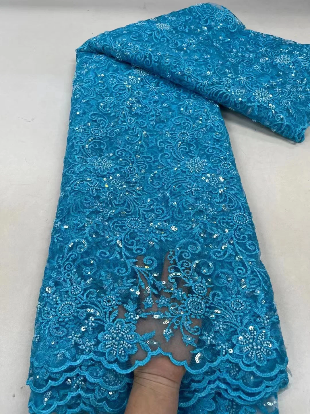 

Африканская роскошная кружевная ткань с бусинами, тяжелая вышивка блестками ручной работы, модная французская фотосессия для свадьбы