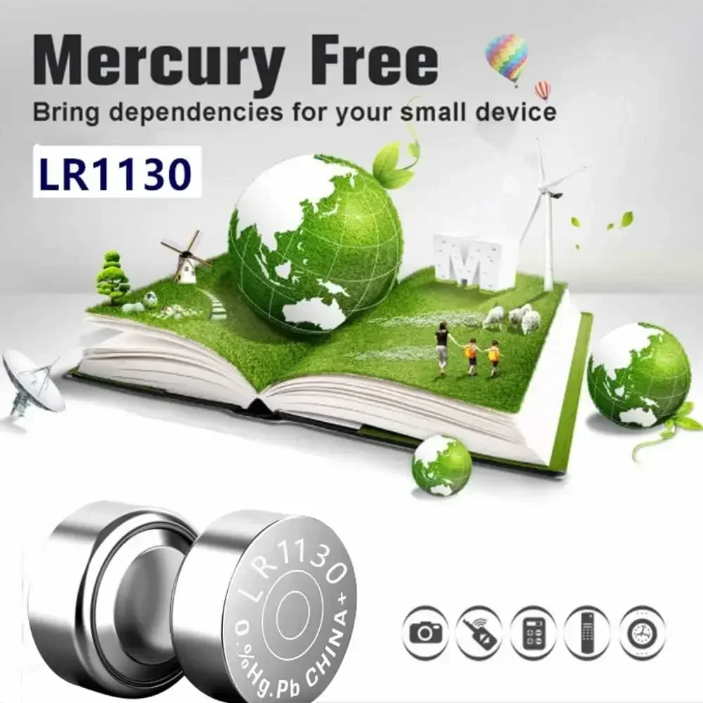 Фото Батарейка-таблетка AG10 LR1130 1.55V, совместимая с 389A LR54 L1131 SR1130, для часов, калькуляторов и электроники №3