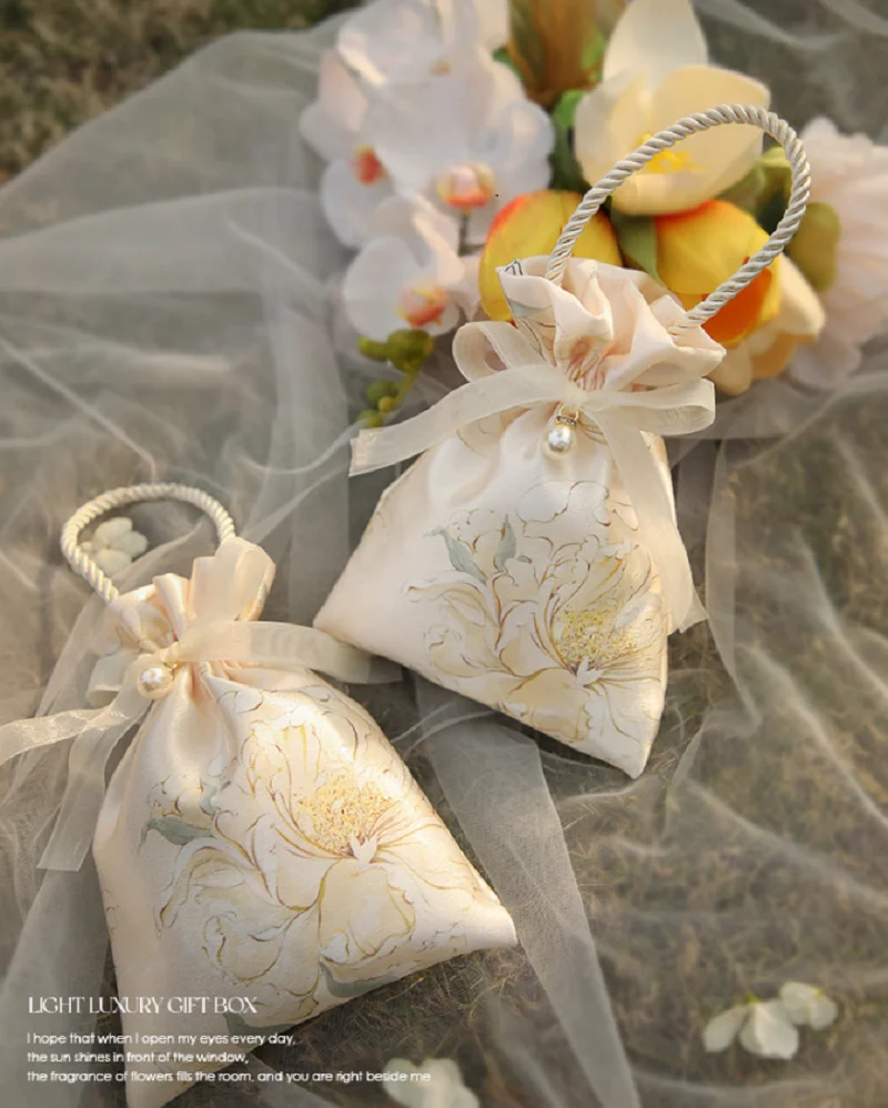 Новая свадебная сумка на шнурке с жемчужной подвеской портативная холщовая