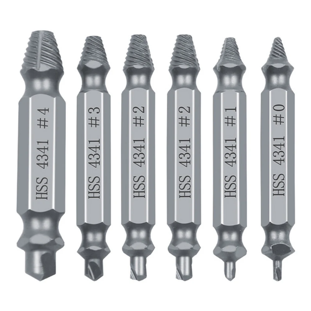 

6 PCS HSS Damaged Screw Extractor Drill Stripped Screw Extractor Remover Drill Bit Set Broken Screw Bolt Demolition Tools