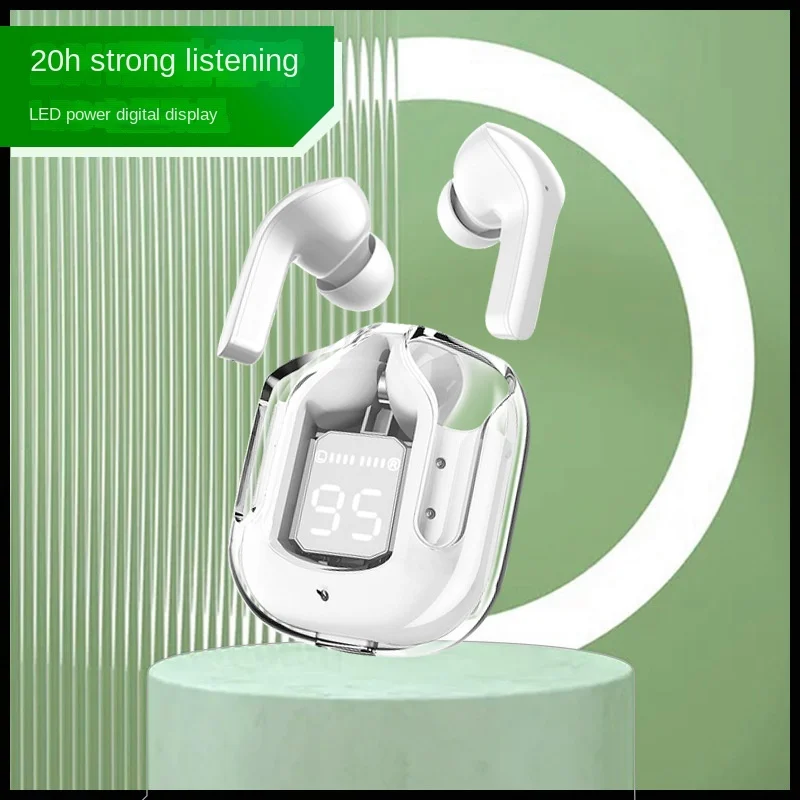 

ENC Noise Canceling Wireless Bluetooth Earbuds HiFi Stereo Headphones with Transparent Digital Display Charging Case
