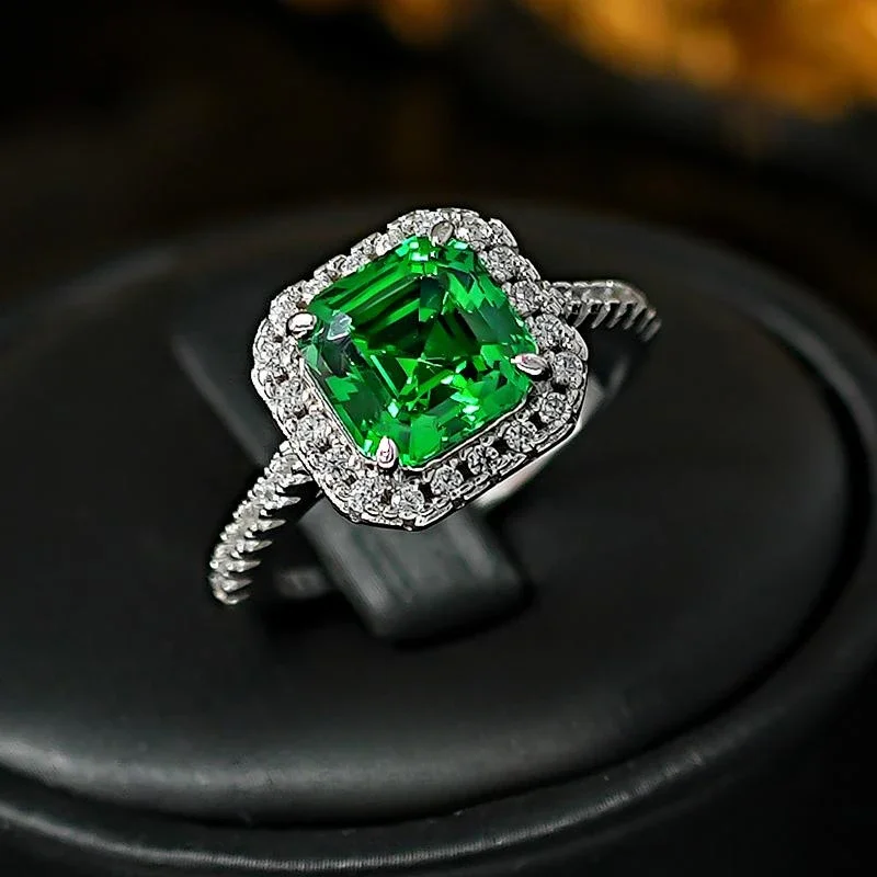 Кольцо из серебра 925 пробы Precision Edition 3 карата муuzo зеленая принцесса квадратное