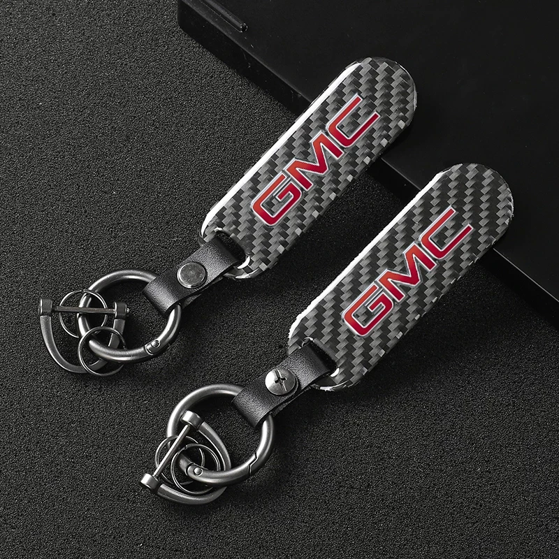 

Car KeyChain Key Ring Zinc Alloy Car Carbon Fiber Leather For GMC Terrain Acadia Canyon Yukon Sierra 1500 Envoy Car Accessories