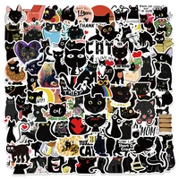 103050pcs cartoon black cat exquisite decal stickers kids toys graffiti diary scrapbook luggage laptop cute stickers wholesale