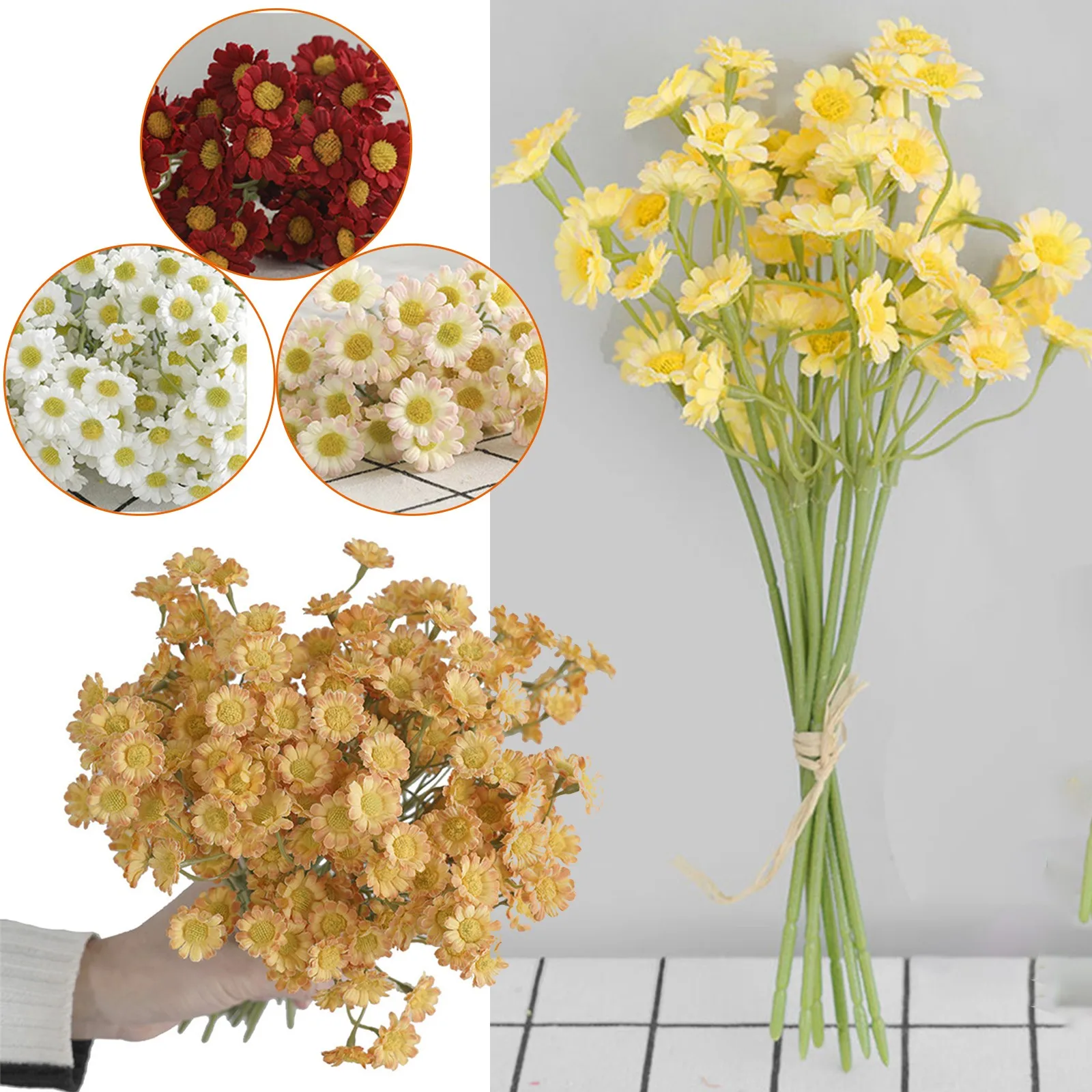 

5colors 1 Bunch Artificial Silk Fake Daisy Flowers Bouquet Natural Lifelike Silk Cloth Flowers Wedding Party Home Decoration