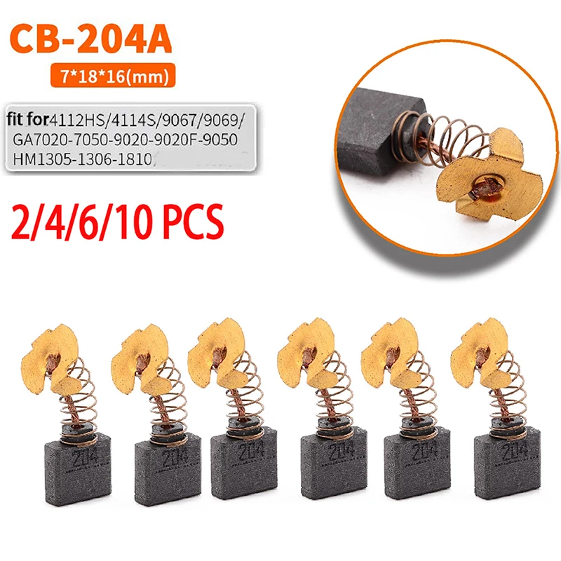 Сменная углеродная щетка CB-6/10 2/4/204 шт. для 9067HM1304/MT900/GA7020 и других моделей угловых резаков 7x18x16 мм Сменная углеродная щетка CB-6/10 2/4/204 шт. для 9067HM1304/MT900/GA7020 и других моделей угловых резаков 7x18x16 мм