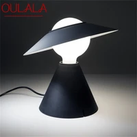 oulala modern simple table lamp creative straw hat design led desk light for living room bedroom bedside decorative