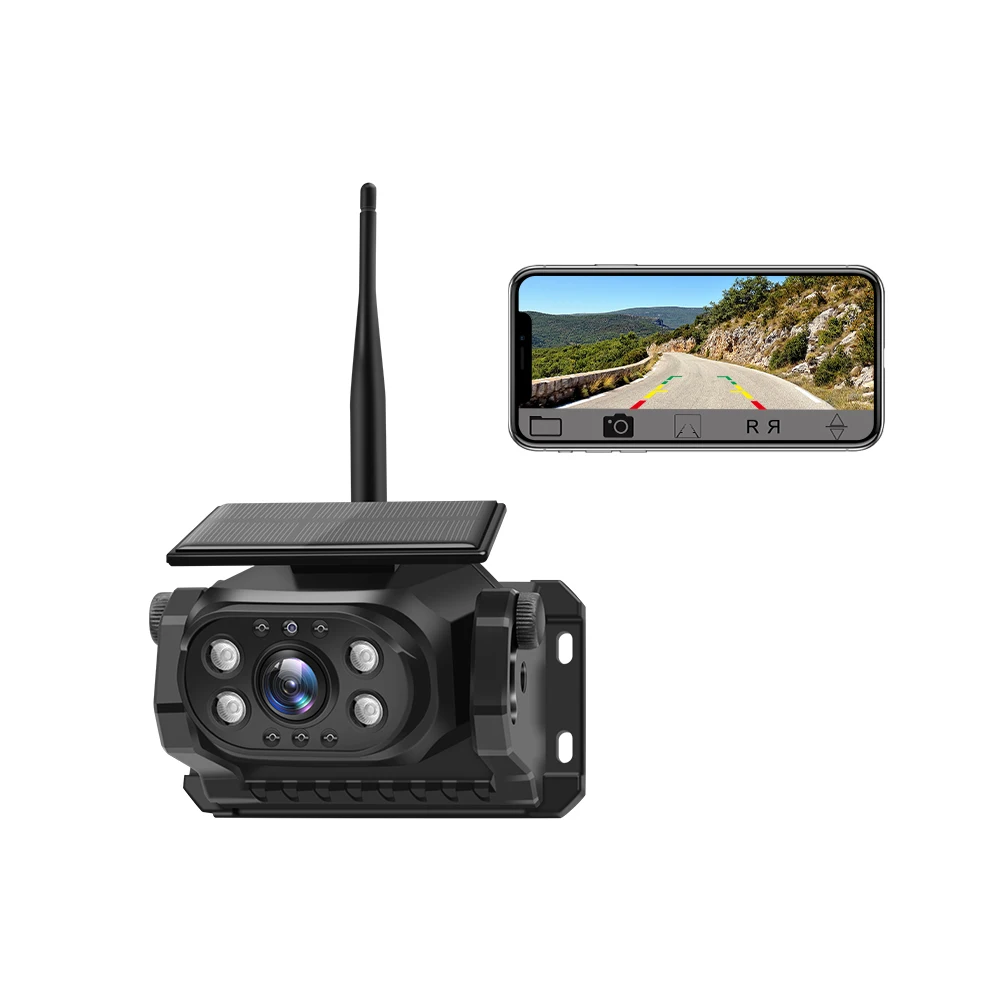 

Магнитная солнечная энергия, беспроводная Wi-Fi 1080P, резервная камера заднего вида, приложение для iPhone Android со встроенной батареей для автофургона, грузовика, кемпера