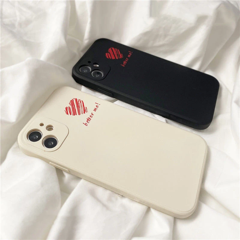 

Phone Case for APPLE iPhone 11 12 13 Pro MAX Mini 6S 7 8 Plus SE 2020 X XR XS MAX Liquid Silicone Case Love