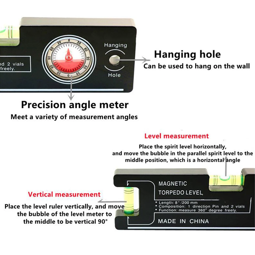 

Magnetic Angle Slope Measure Instrument Level Spirit Level Bubble Ruler For Engineering Decoration Home Improvement Measure Tool