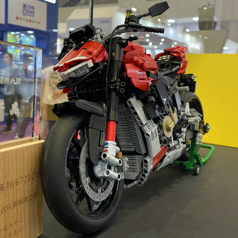Высокотехнологичная модель мотоцикла V4 в масштабе 1:5, строительные блоки, гоночные мотоциклы, автомобили, кирпичи, локомотивная модель, игрушки для мальчиков, подарки MOC