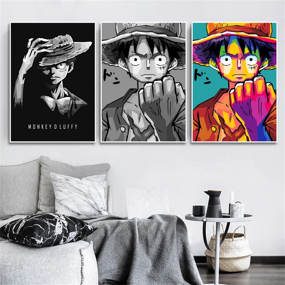 

Японские Классические аниме плакаты, цельная кусок Луффи в соломенной шляпе, искусство на стене, печать, украшение для дома