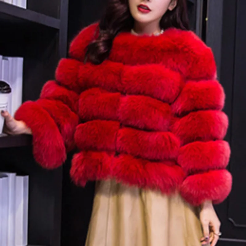 2022 Winter New Fashion Women Faux Fur Coat Casual Warm Thick Long Sleeve Short Style Slim Fur Jacket Coats Outwear Tops T19