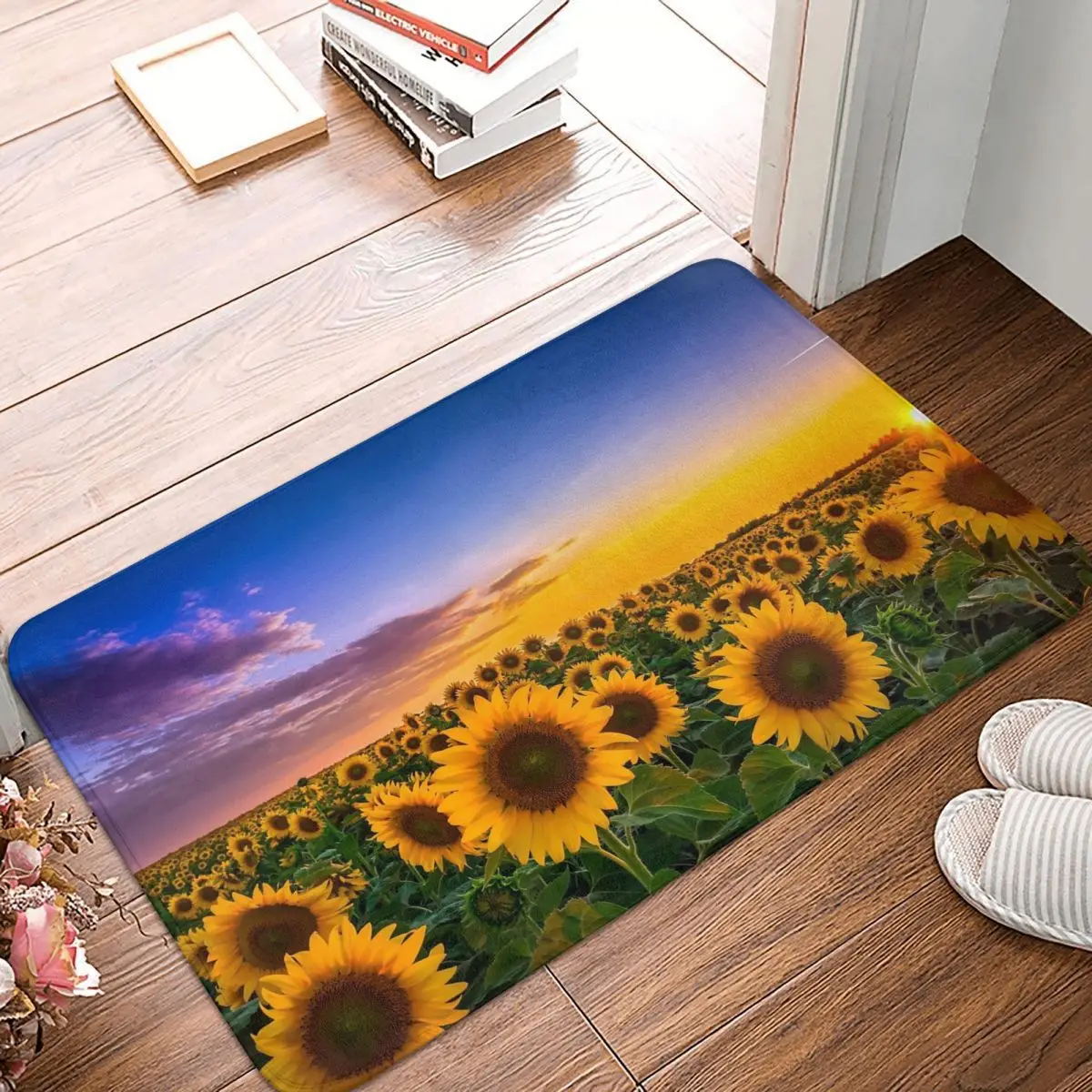 

Flower Sunflower Sunset Doormat Welcome Soft Bathroom Kitchen Floor Carpet Door Floor Rug Door Mat Anti-slip Foot Pad