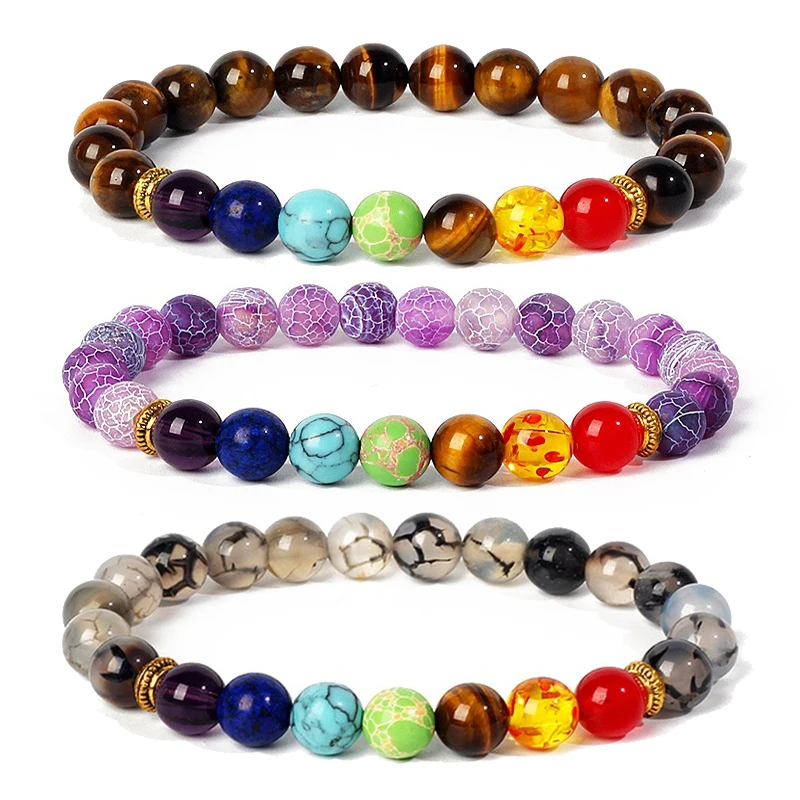 

7 Chakra Diffuser Bracelets Men Women Natural Lava Stone Crystal Healing Anxiety Jewelry Mandala Yoga Meditation Bracelet Gift